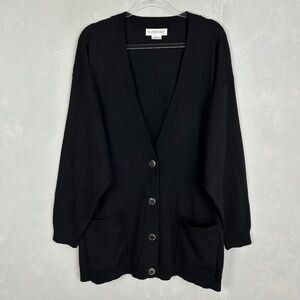 Outlander plus size 3X black cardigan v-neck wool blend preppy academia VTG